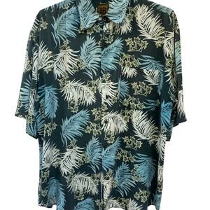 Bruno B Blue Tone Hawaiian Shirt Men's L I 100% Rayon